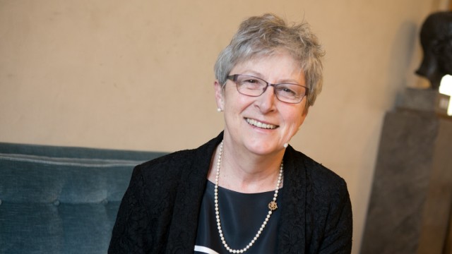 Gisela Stuart, die die Brexit-Kampagne mitorganisiert hat, in der Bayerischen Akademie der Wissenschaften vor einer Podiums-Diskussion. (Alfons-Goppel-Str. 11).