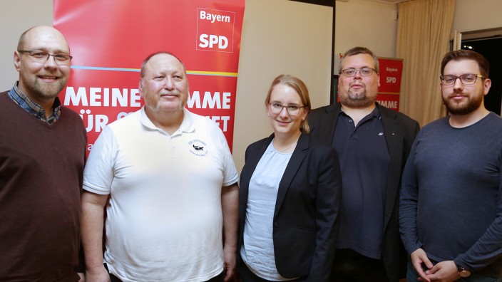 Gerüstet für die Zukunft: Der SPD-Vorstand (von links): Tino Nolte, Ernst Leonhard Kugler, Teresa Degelmann, Markus Grill und Markus Stolz. Nicht auf dem Bild: Josef Flößer.