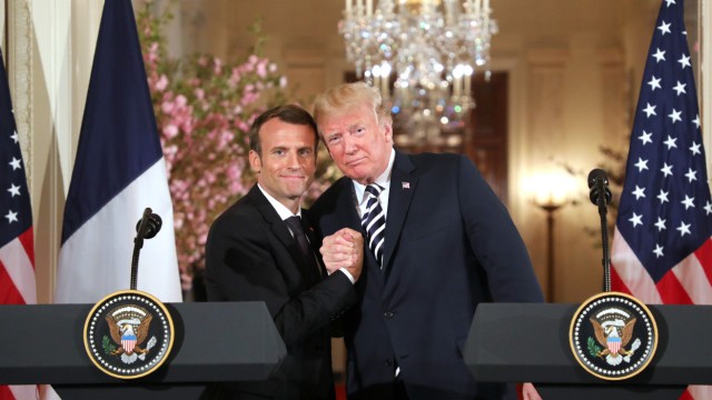 US President Donald Trump and French President Emmanuel Macron hold a joint press conference.