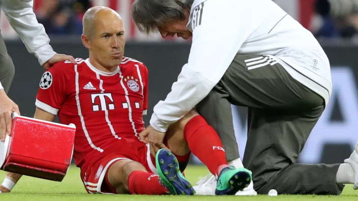 Arjen Robben verletzte sich im Hinspiel des Champions-League-Halbfinals 2018 zwischen Bayern München und Real Madrid.