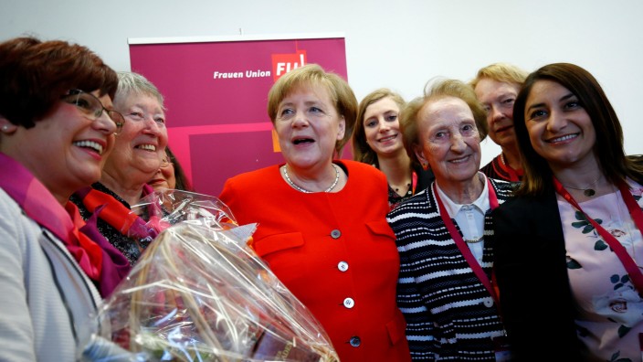 German Chancellor Angela Merkel celebrates the 70th anniversary of the 'Women's Union' of the Christian Democratic Union (CDU) in Frankfurt