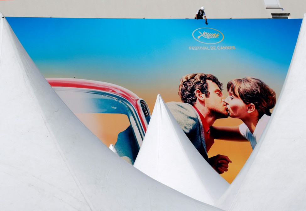 The poster for the 71st Cannes Film Festival gets unveiled outside the Palais des Festival