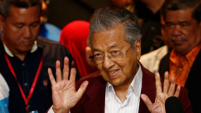 Mahathir Mohamad attends a news conference after general election, in Petaling Jaya