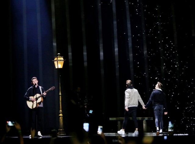 FILE PHOTO: Ireland's Ryan O'Shaughnessy performs 'Together' during the Semi-Final 1 for Eurovision Song Contest 2018 at the Altice Arena hall in Lisbon