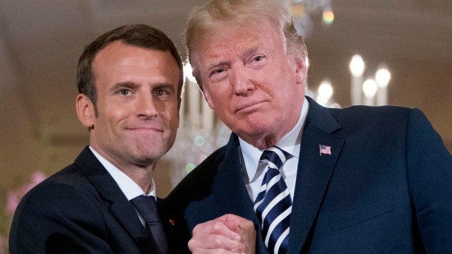 Donald Trump, Präsident der USA, und Emmanuel Macron, Präsident von Frankreich, im Weißen Haus Anfang Mai 2018.