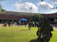 Law enforcement officers are responding to Santa Fe High School in this Harris County Sheriff office photo