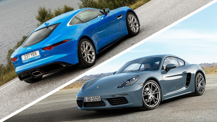Vergleichstest: Porsche gegen Jaguar: Der Porsche 718 Cayman ist konsequenter Sportwagen, der Jaguar F-Type eher eleganter Augenschmaus.