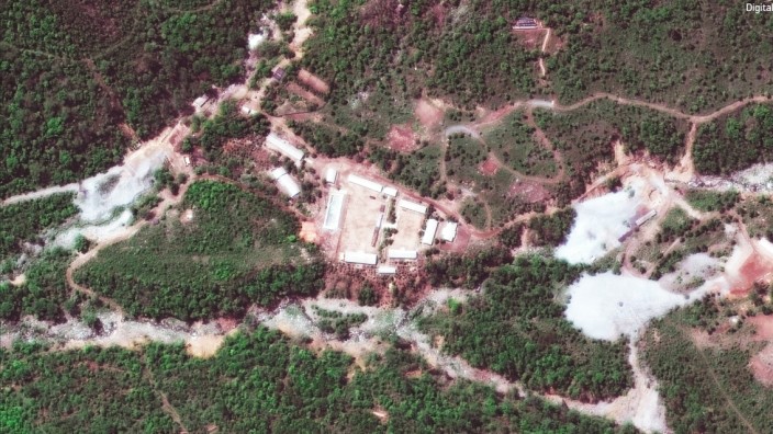 Streit um Nuklearwaffen: Das Atomtestgelände Punggye-ri in Nordkorea aus der Vogelperpspektive