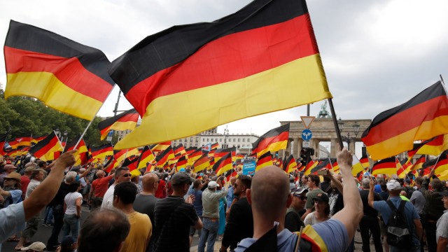 AfD-Demonstration vor dem Brandenburger Tor in Berlin im Mai 2018.
