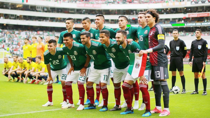 Mannschaftsfoto des mexikanischen Nationalteams - bei der WM 2018 in Russland trifft Mexiko in der Vorrunde auf Deutschland.