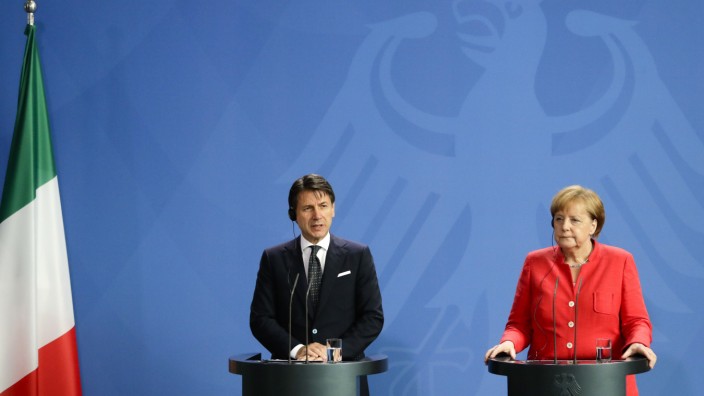 Angela Merkel und Giuseppe Conte 2018 in Berlin