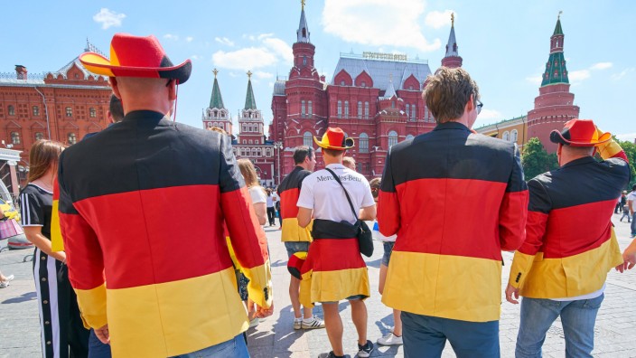 Germany Mexico Soccer Moscow June 17 2018 Fans celebrate at the Historical Museum and Red Squa