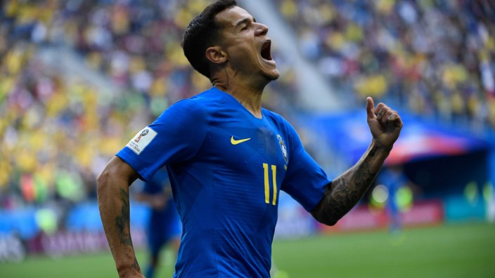 Brasilien: Seltener Gefühlsausbruch: Philippe Coutinho bejubelt sein siegbringendes Tor gegen Costa Rica.