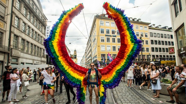 July 14 2018 Munich Bavaria Germany A participant of the Christopher Street Day parade in Mun