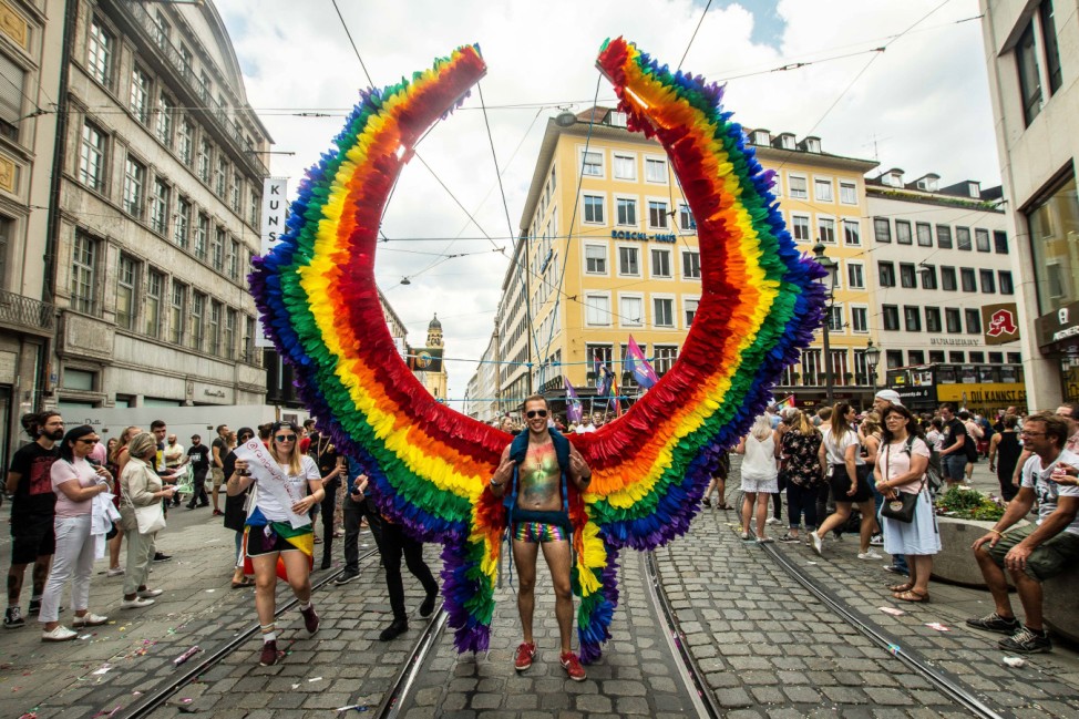 July 14 2018 Munich Bavaria Germany A participant of the Christopher Street Day parade in Mun