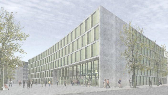 Universität: Das leicht geschwungene Gebäude soll Passanten von der Schillerstraße hineinlocken in die Welt der Geowissenschaften.