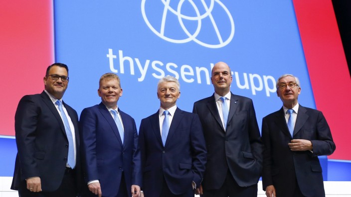 FILE PHOTO: The board of ThyssenKrupp poses before the company's annual shareholders meeting in Bochum
