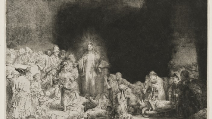Rembrandt-Ausstellung in Coburg: Wer viel sehen will von Rembrandts Kunst, sollte in Coburg zur Lupe greifen. Das gilt auch für das gerade einmal 38,8 Zentimeter breite "Hundertguldenblatt".