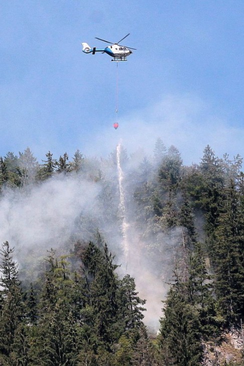 Waldbrand in Bergwald im Inntal