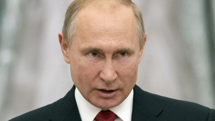 Fall Skripal: Russlands Präsident Putin bei einer Rede im Kreml.