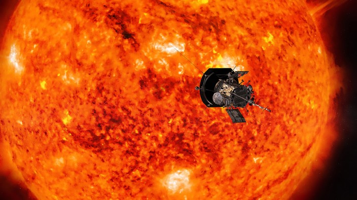 Sonde Parker Solar: So stellt sich die Nasa den Anflug der Sonde auf die Sonne vor.