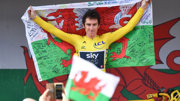 Rad-Rundfahrt: Namhafter Teilnehmer: Der Waliser Geraint Thomas reist mit der Empfehlung des Gesamtsiegs bei der diesjährigen Tour de France an. Foto: Ben STANSALL / AFP