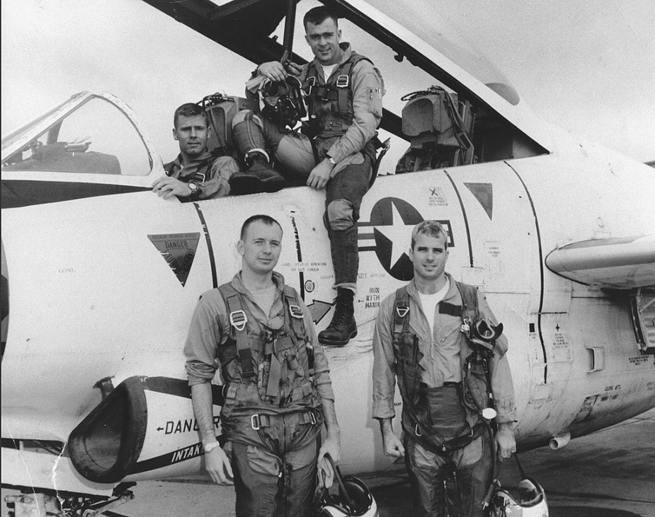 FILE PHOTO - John McCain poses with his U.S. Navy squadron in 1965