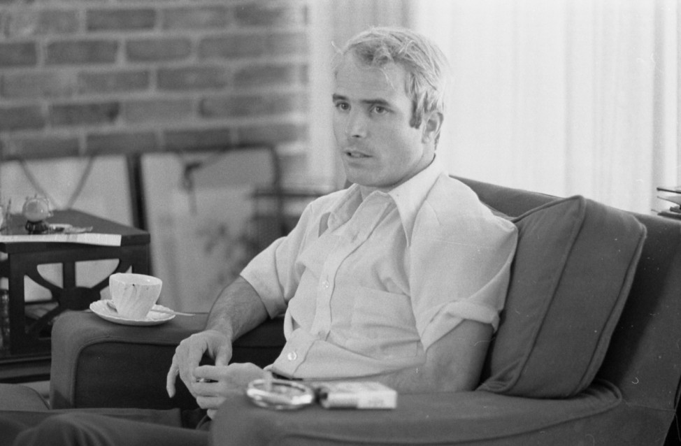 FILE PHOTO - Lt. Comdr. John S. McCain is interviewed after the Vietnam War