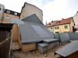 Gesicherte Überreste eines illegal abgrissenen Baudenkmals in München, 2018