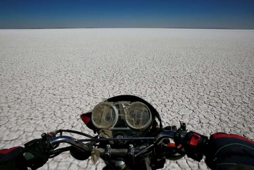 A view of dried lake Poopo affected by climate change, in the Oruro Department