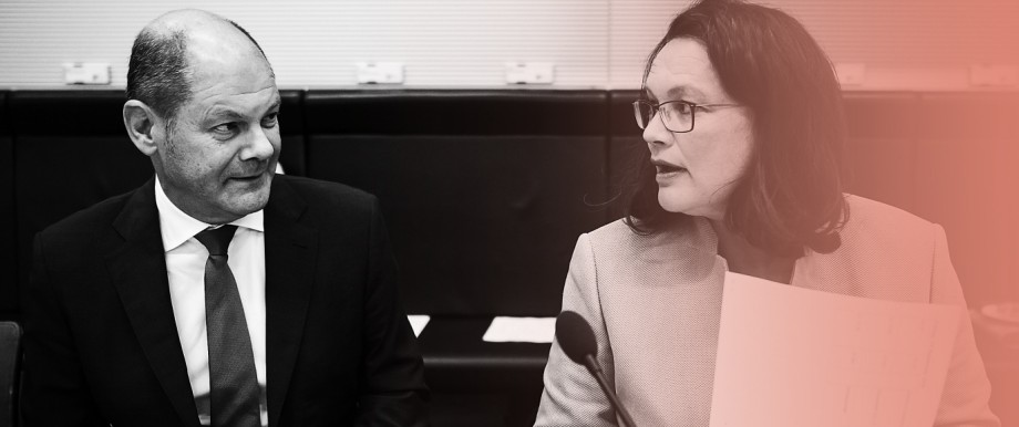 Olaf Scholz und Andrea Nahles bei der SPD-Fraktionssitzung
