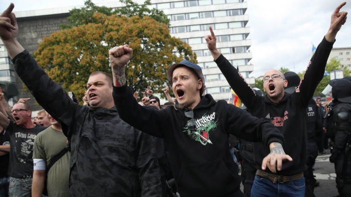 Rechte Demonstranten in Chemnitz 2018