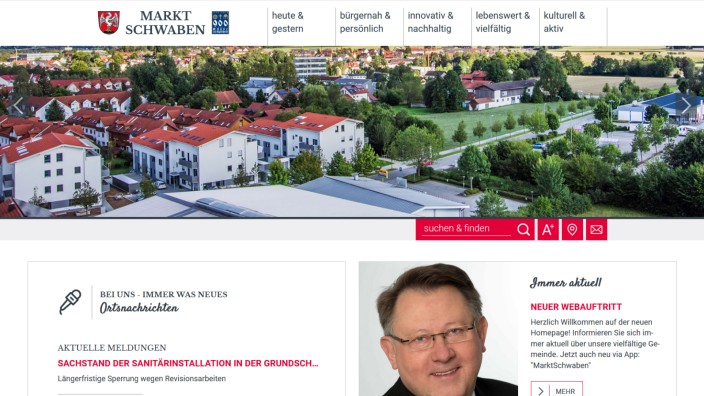 Screenshot Webseite Markt Schwaben neu