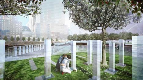 Entwürfe für Ground Zero: Der Entwurf "Suspending Memory" von Joseph Karadin und Hsin-Yi Wu. Ein locus amoenus der schwer erträglichen Art.