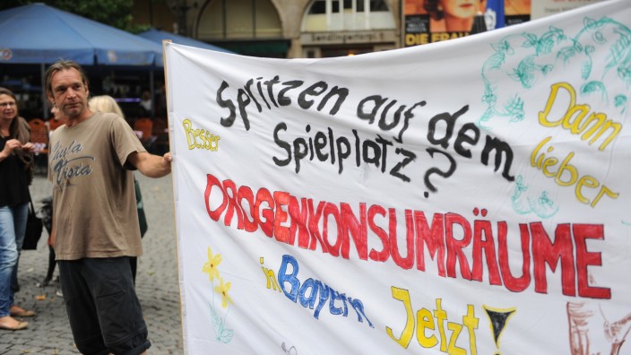Demonstration in München für Einrichtung von Drogenkonsumräumen, 2015