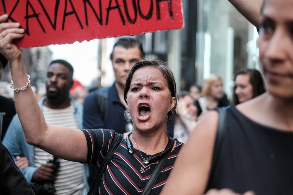 Activists hold a protest and rally in opposition to U.S. Supreme Court nominee Brett Kavanaugh near Trump Tower in New York