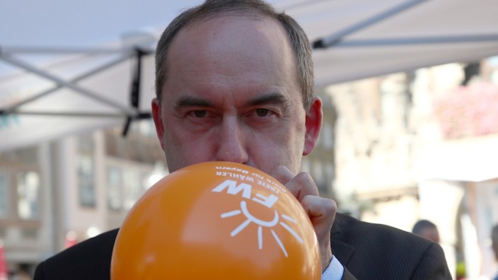 Aiwanger, top candidate of Bavaria's Freie Waehler (Free Voters) party, attends an election campaign rally in Munich