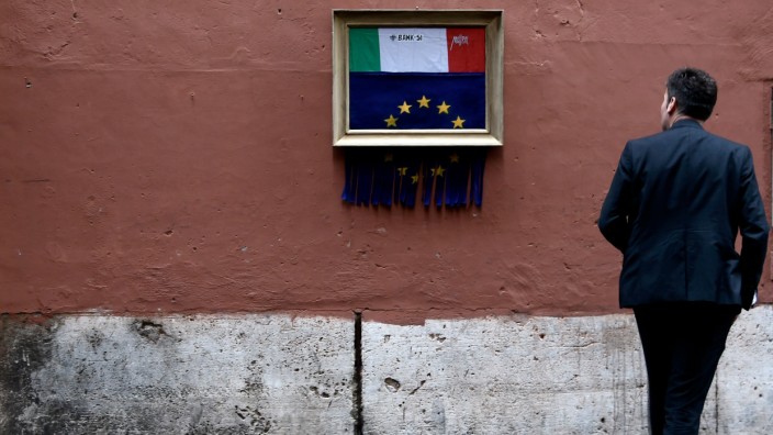 Stabilitätspakt: Installation des italienischen Künstlers Maupal in Rom: Die Regierung tut sich schwer damit, die Schuldenregeln aus Brüssel einzuhalten. Nun werden sie gelockert.