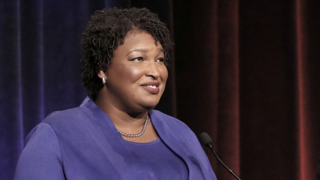 Democratic gubernatorial candidate for Georgia Stacey Abrams speaks during a debate with Republican opponent Secretary of State Brian Kemp in Atlanta
