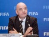 FIFA President Gianni Infantino attends a news conference in Kigali