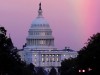 A rainbow forms over the U.S. Capitol as evening sets on midterm Election Day in Washington