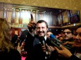 FILE PHOTO: Interior Minister Matteo Salvini speaks to the media at the Senate in Rome