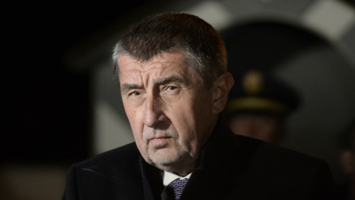 Czech Prime Minister Andrej Babis talks to journalists after the meeting with Czech President Milos