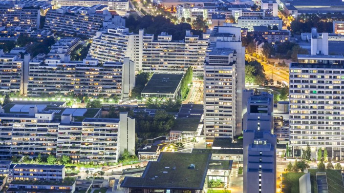 Germany Bavaria Munich cityscape at night drone photography PUBLICATIONxINxGERxSUIxAUTxHUNxONLY