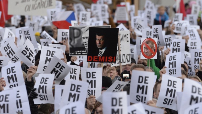Demonstration gegen Tschechiens Regierungschef Babis