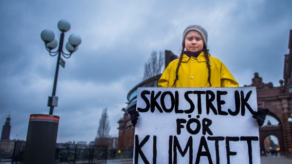 Swedish teenager Greta Thunberg during a climate manifestation in Stockholm