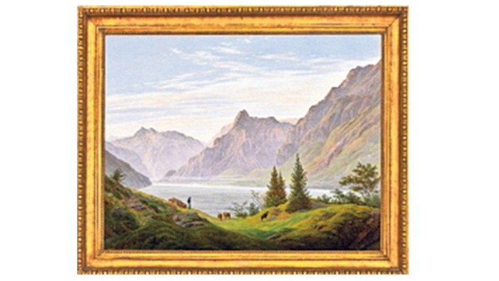 Kunstauktionen: Caspar David Friedrichs „Landschaft mit Gebirgssee, Morgen“.