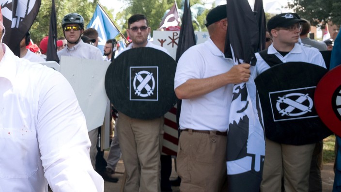 FILE PHOTO: James Alex Fields Jr. is seen participating in Unite The Right rally before his arrest in Charlottesville