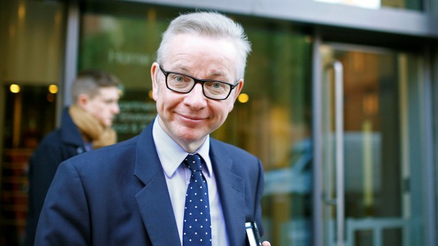 Britain's Secretary of State for Environment, Food and Rural Affairs Michael Gove leaves his government offices in Westminster London