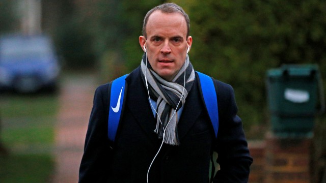 Dominic Raab, former Secretary of State for Exiting the European Union, leaves his home after it was announced that the Conservative Party will hold a vote of no confidence in the prime minister, London
